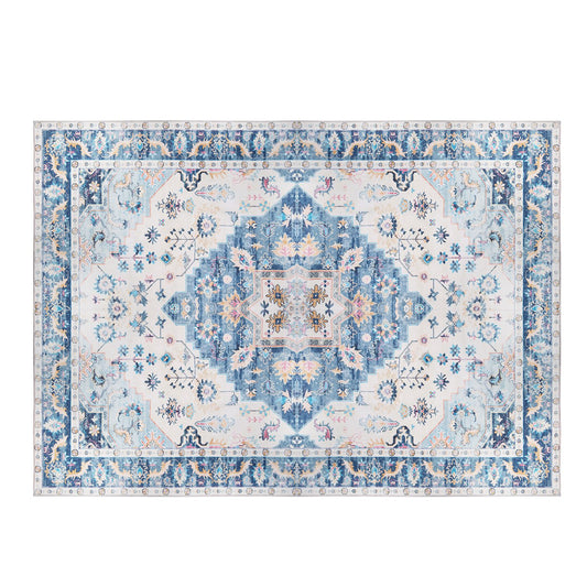 8x10FT VintageÊArea Rug Modern Non Slip Carpet Boho Low Pile Soft Rug Waterproof Machine Washable Rug for Living Room BedroomÊKitchen Dining Room Unde
