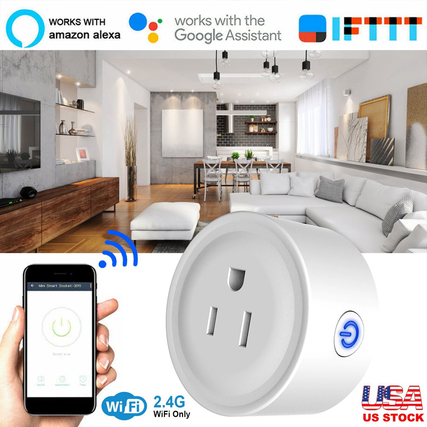 WiFi Smart Plug Outlet Wireless Smart Socket APP Remote Voice Control Timer Alexa Google US