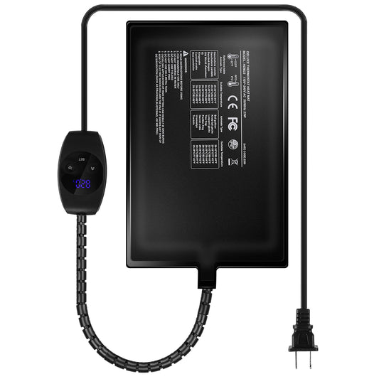 Electric Reptile Heating Pad With 32-122¡F Temperature Adjustment IPX7 Waterproof Timer Setting Under Tank Heating Mat for Lizards Turtles Snake Spide