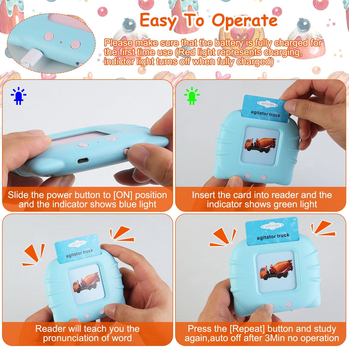 224 Words Kid Flash Talking Cards 112 Card Electronic Cognitive Audio Toddler Reading Machine Animal Shape Color Repeated Learning Cards English For C