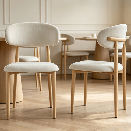 Upholstered Dining Chairs Set of 2 with Curved Back
