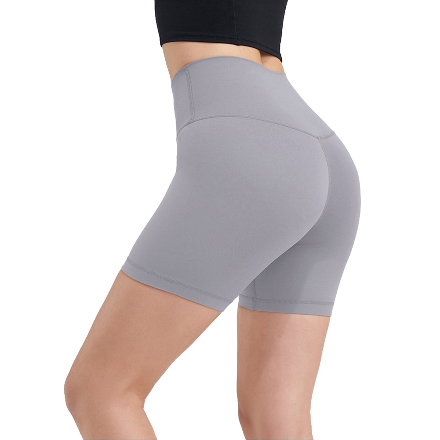 Women\'s High Waist Biker Shorts Tummy Control Pants Athletic Leggings Spandex Booty Shorts with 6.3In Inseam No Front Seam for Workout Yoga Running V
