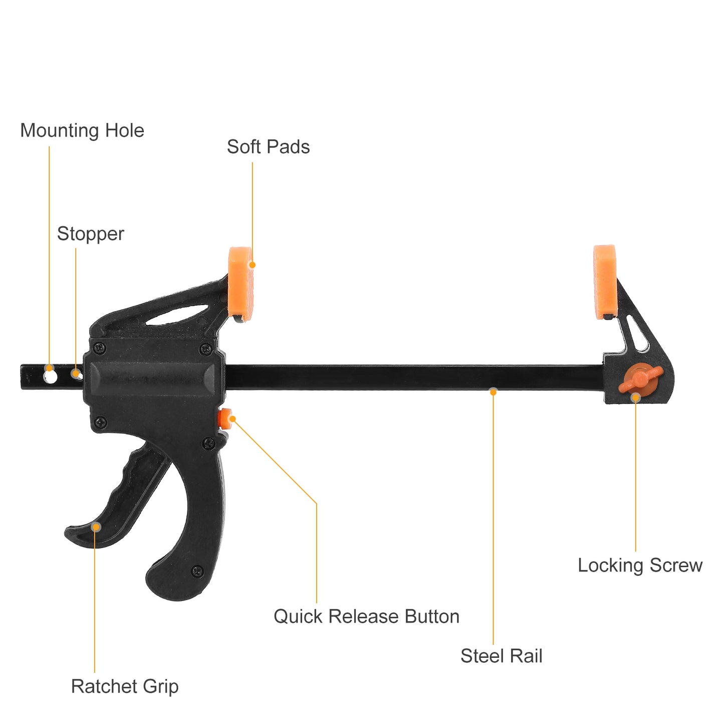 2Pcs Wood Working Bar F Clamp Grip Quick Grip Ratchet Release Squeeze Clamps For Carpentry DIY Woodwork