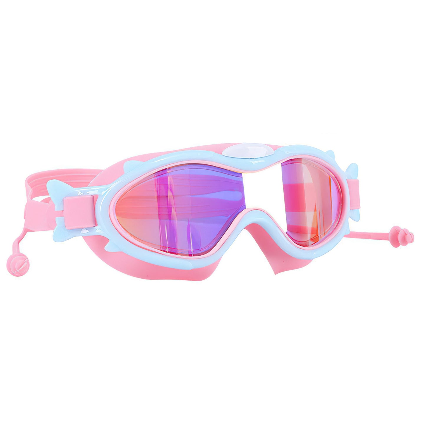 Kids Swim Goggles With Ear Plugs UV Protection Anti-Fog Leak Proof Wide View Pool Swimming Goggles For Youth Boys Girls Aged 3-16 Years Old Summer Bea