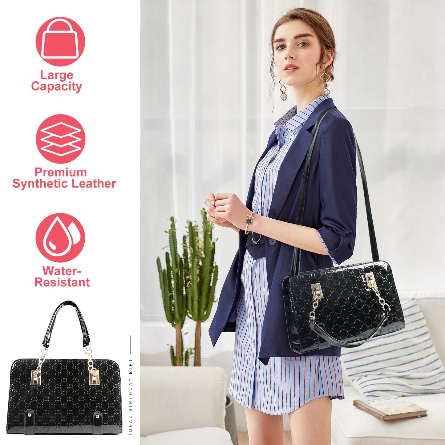 Women\'s Fashion Leather Handbag Lady Purses Tote Bags Shoulder Satchel Crossbody Bags