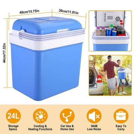24L Portable Car Cooler 12V Car Refrigerator Travel Cooling Warmer Fridge Box Home Use