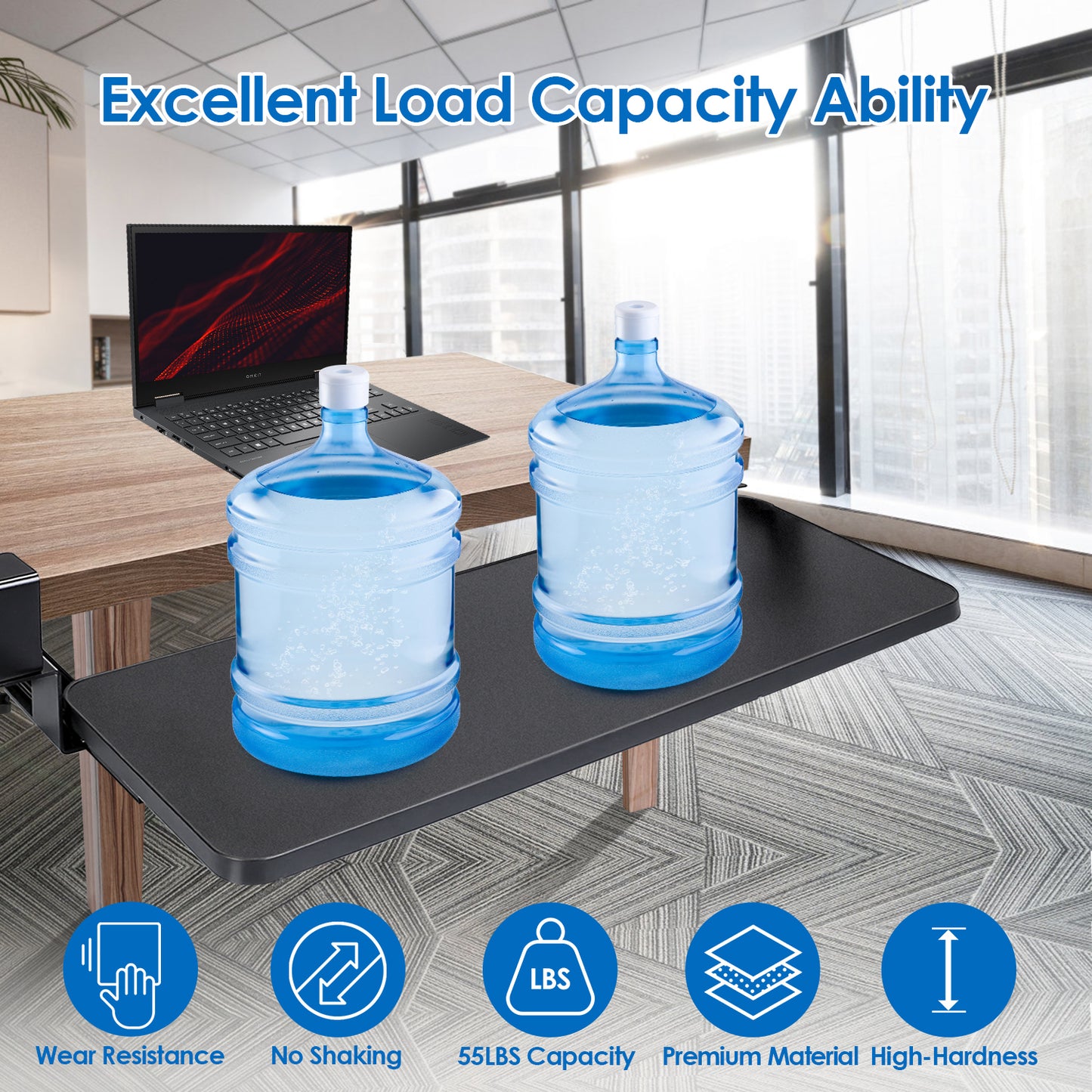 25.59x9.64x0.51in Keyboard Mouse Tray Under Desk Retractable Slide Out Drawer Height Adjustable with C Clamp 55LBS Load