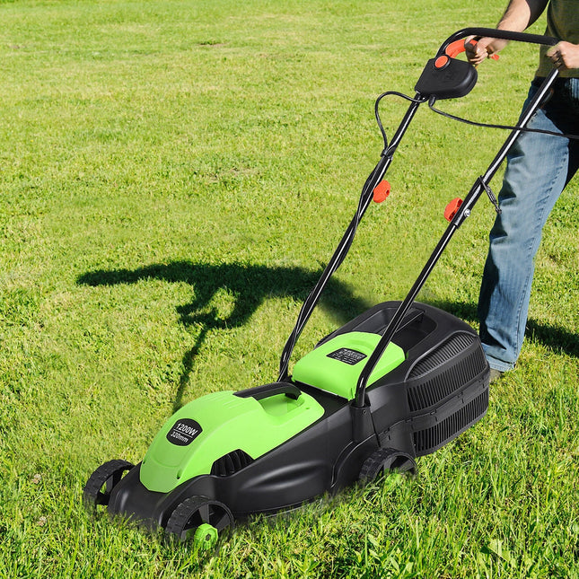 13 Inch Electric Push Lawn Corded Mower with Grass Bag