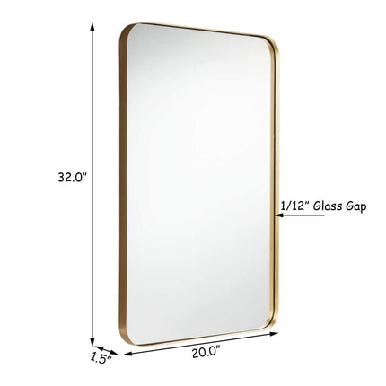 32 Inch x 20 Inch Metal Frame Wall-Mounted Rectangle Mirror