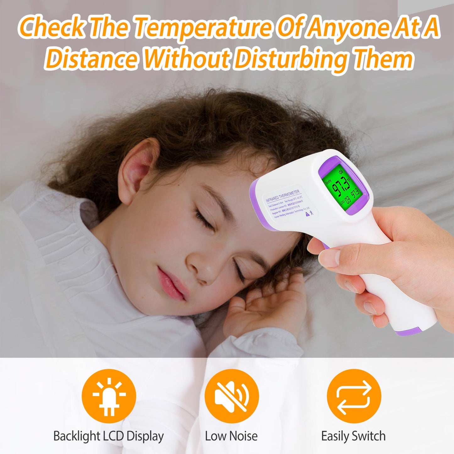 Digital Infrared Thermometer Non-contact Forehead Body Thermometer Surface Room Instant Accurate Reading w/ 32 Memories