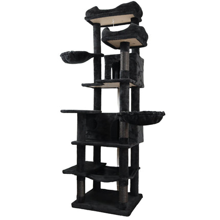 68in Multi-Level Cat Tree Tower with Hammocks & Scratching Posts