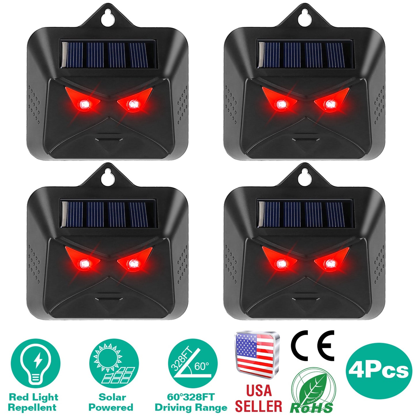 4Pcs Solar Predator Control Light Coyote Deterrent Deer Bird Repeller Lamp Animal Repellent for Garden Farm