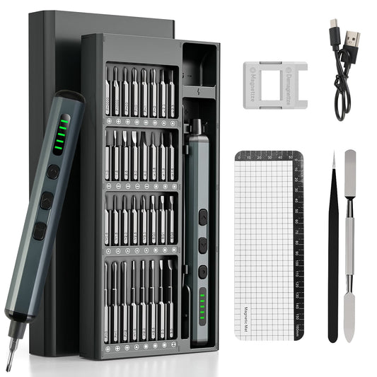 70 In 1 3.7V Mini Electric Screwdriver Kit Rechargeable Magnetic Repair Tool Kit with 5 Torque Settings 64 S2 Precision Bits 4 LED Lights for Phone Ca