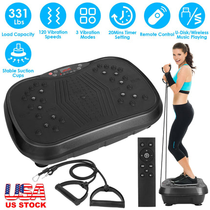 Vibration Exercise Machine Vibrating Plate Platform Whole Body Fitness Vibration Workout Equipment with 120 Speeds 1-20Mins Timer Resistant Bands Remo
