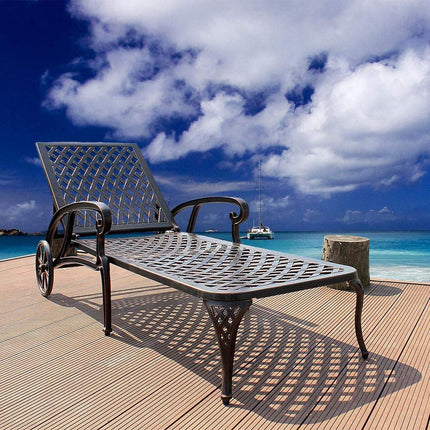 Aluminum Lounge Chair with Wheels & 3-Position Reclining Backrest