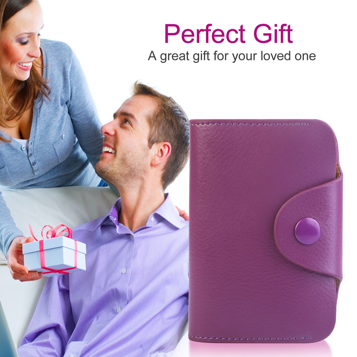 Credit Card Holder Wallet PU Leather Snap Closure Purse Accordion Case with 12 Pcs Card Slots