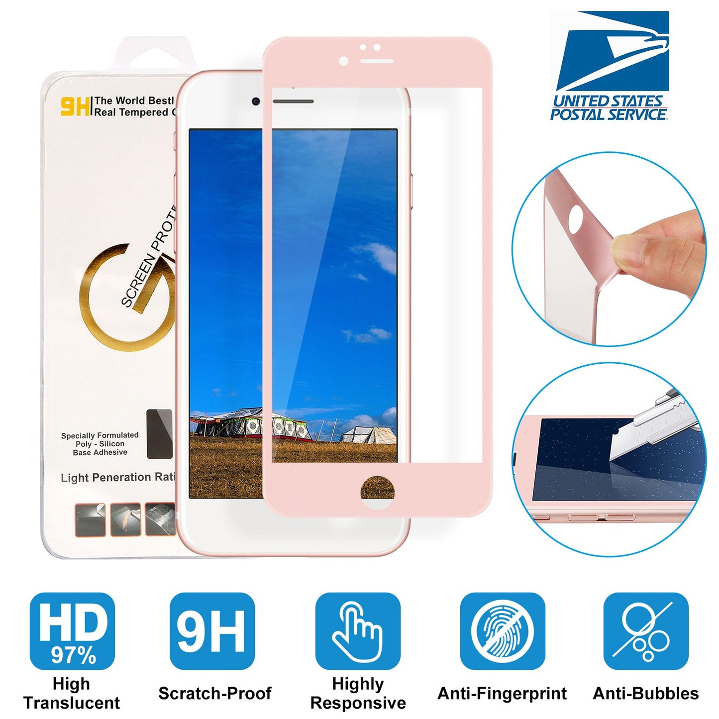Screen Protector for iPhone 6 Plus 3D Edge Tempered Glass Phone Screen Saver HD Anti-Scratch Tempered Glass Film