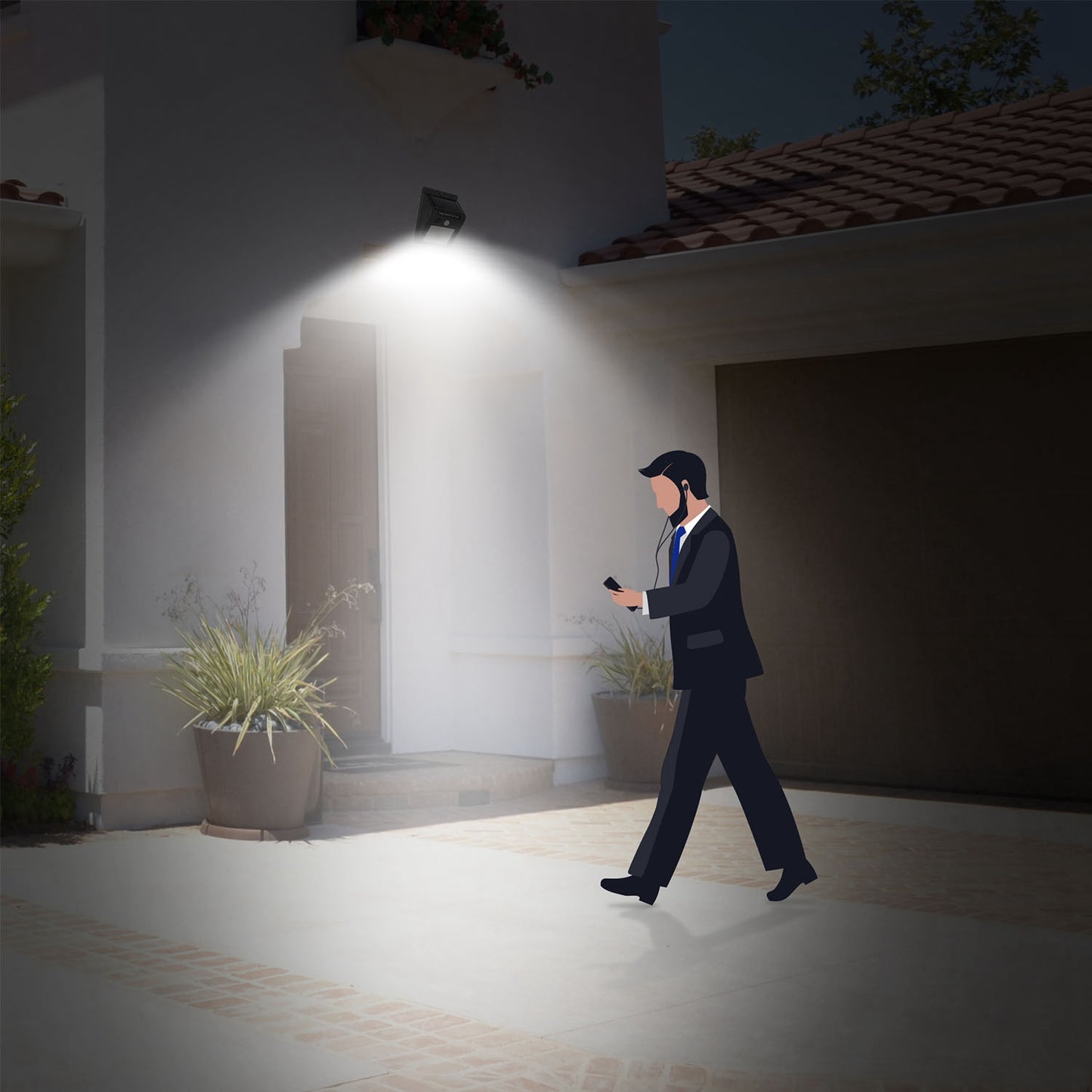 Solar Light 20 LEDs Outdoor PIR Motion Sensor Lights IP65 Waterproof 120¡ Sensing Wide Angle Lighting for Garage Front Door Garden Pathway