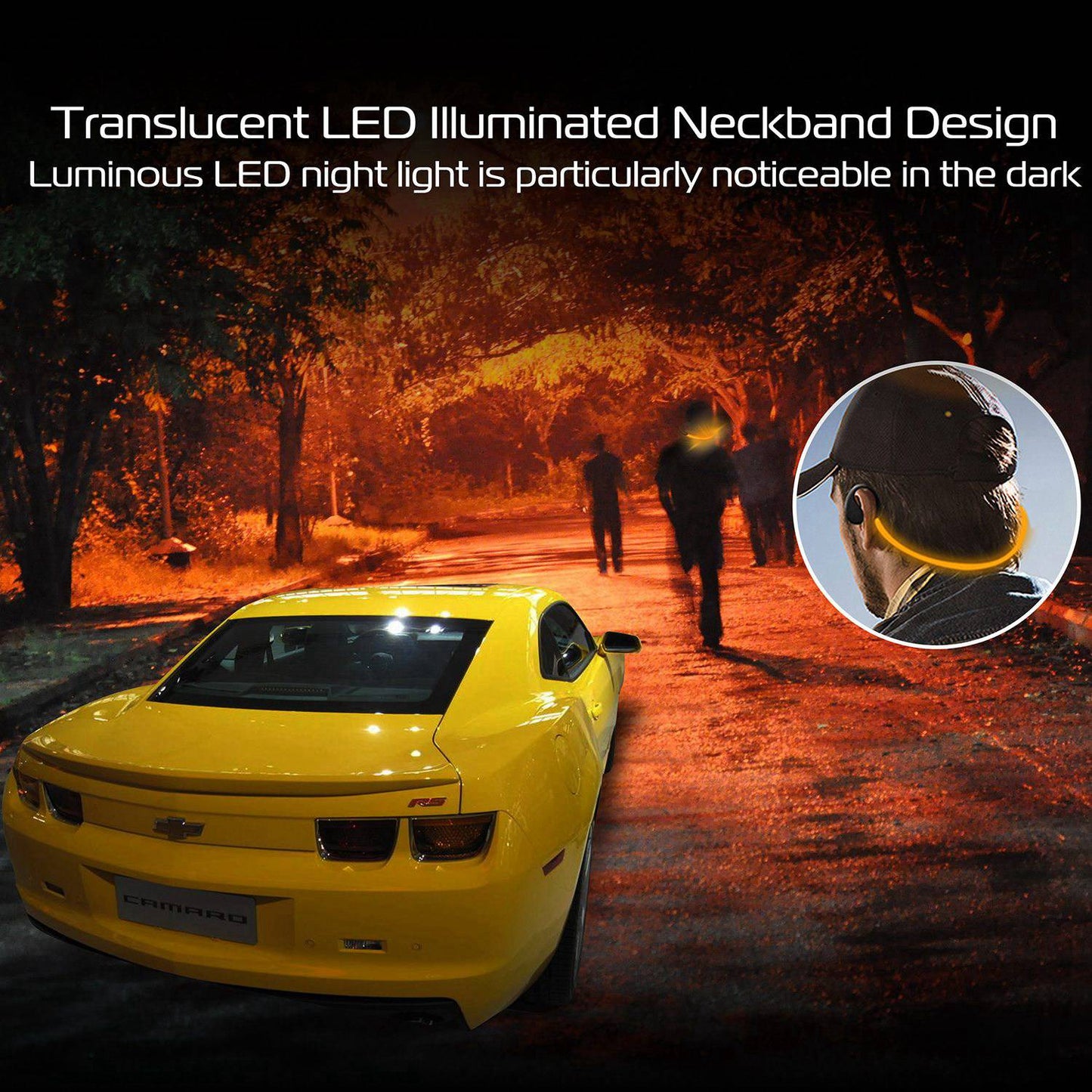 Wireless Sports Headsets Wireless V4.1 Neckband Earphones HD Stereo Sweat-proof Headphones Earbuds w/ LED Light Mic 8Hrs Work Running