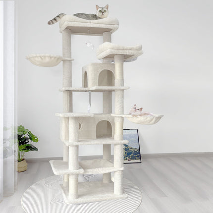 68-Inch Multi-Level Cat Tree Tower with Hammocks & Scratching Posts