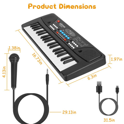 37-Key Electronic Keyboard with Microphone for Kids