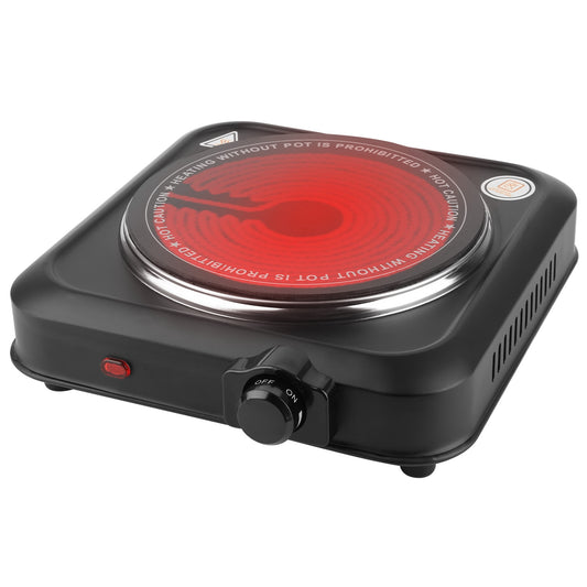 1200W Electric Infrared Single Burner Portable Heating Hot Plate Stove Countertop RV Hotplate with 7.5Ó Glass Cooktop Stepless Temperature Adjustments