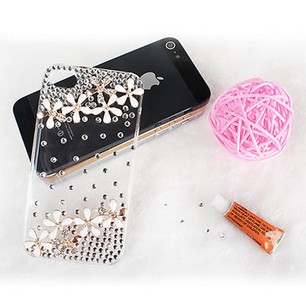 Transparent Bling Flower Rhinestone Case for iPhone 4/4S