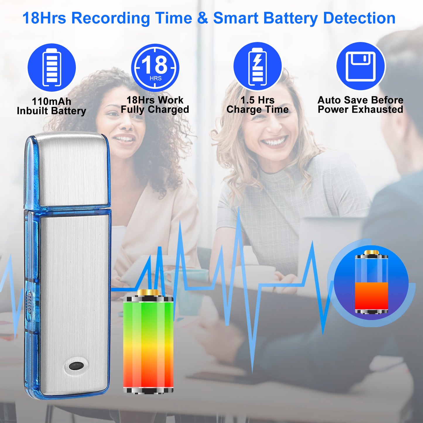 Mini Voice Recorder 8GB Digital Sound Audio Activated Recorder USB Flash Drive Disk w/ 96Hrs Recording U Disk Recorder For Meeting Lectures