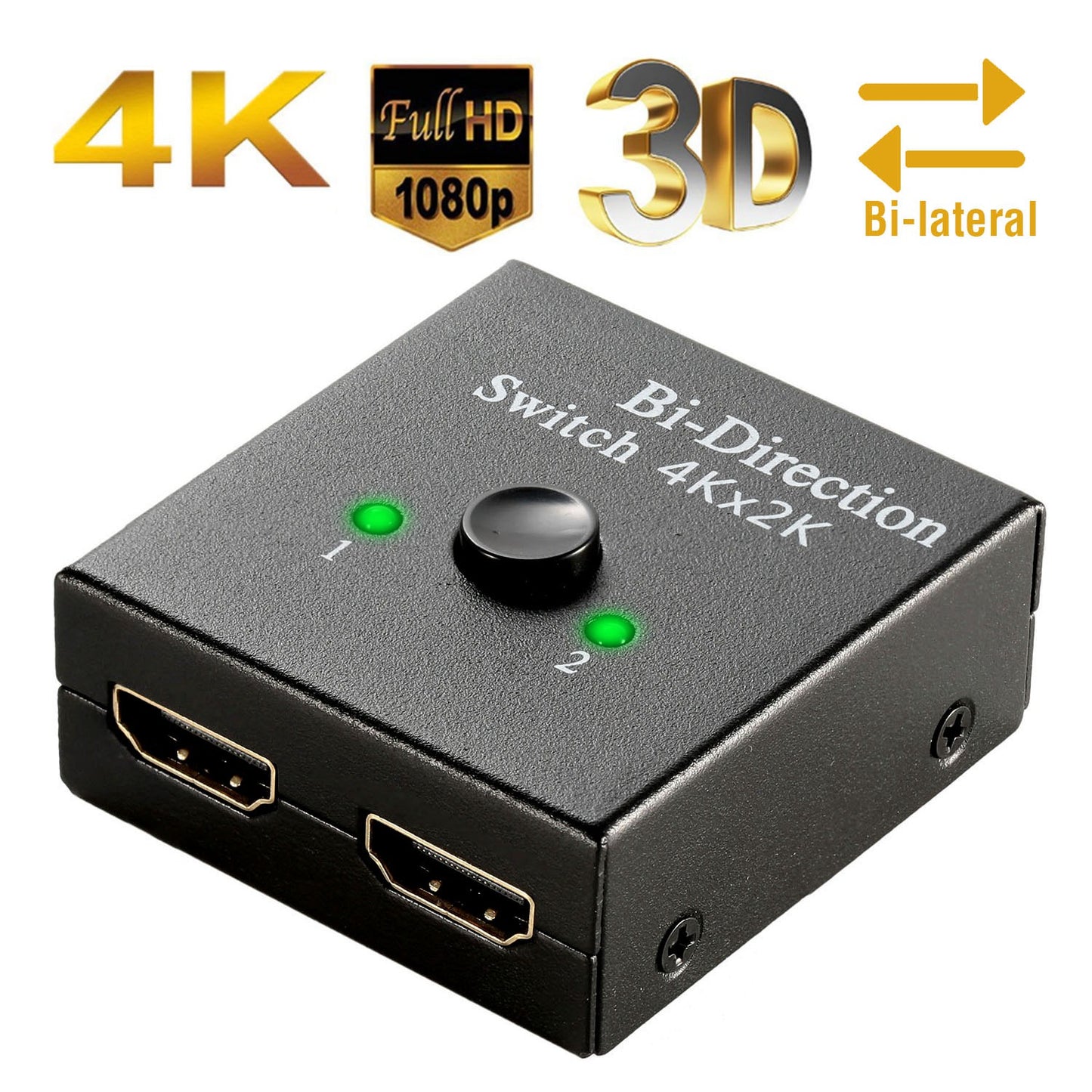 4K Bi-direction HD-IN & HD-OUT 2.0 Cable Switch Switcher Splitter Hub HDCP 3D 2x1 1x2 In Out