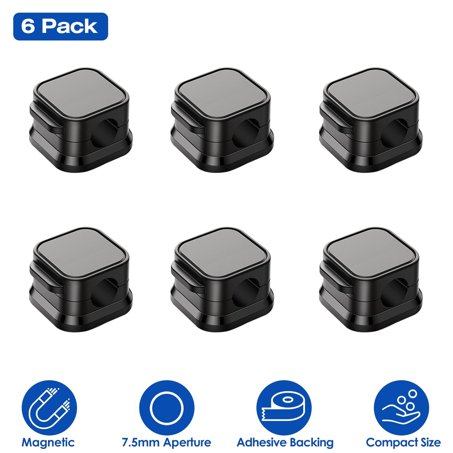 6 Pack Magnetic Cable Clips Magnetic Cord Organizer Adhesive Wire Holder For Home Office Car Desk Nightstand Wall