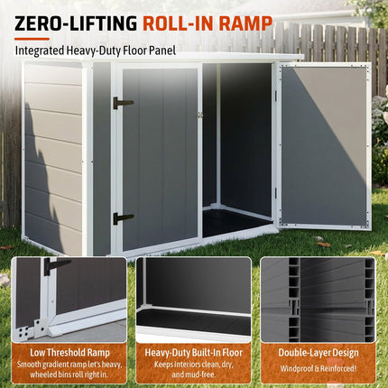 Resin Outdoor Storage Shed with Hydraulic Lid & Ramp 4.6x2.4 FT