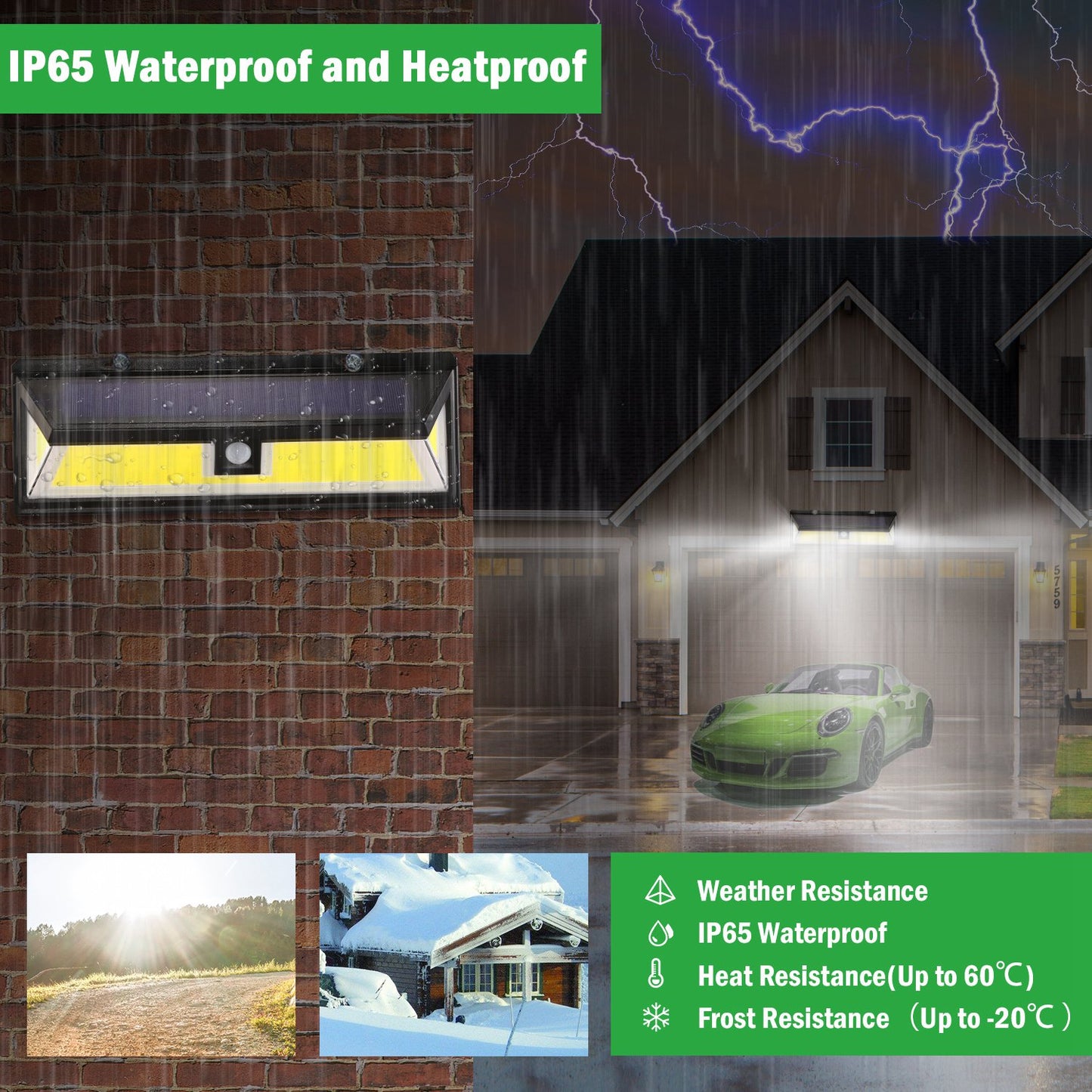 Solar Lights 180 LEDs Solar Wall Light Outdoor Motion Sensor Lamp IP65 Waterproof 120¡ Sensing 270¡Wide Lighting Angle for Garage Garden Pathway