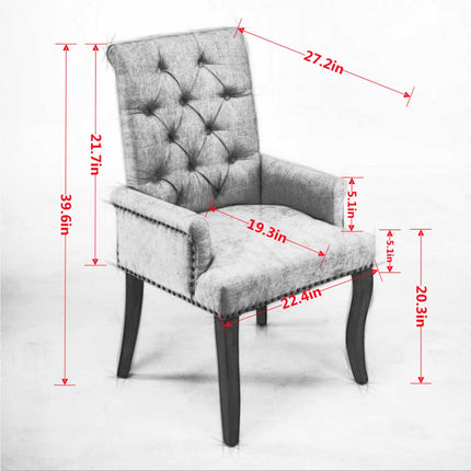 Tufted Dining Chair with Nailhead Trim & Curved Wood Legs