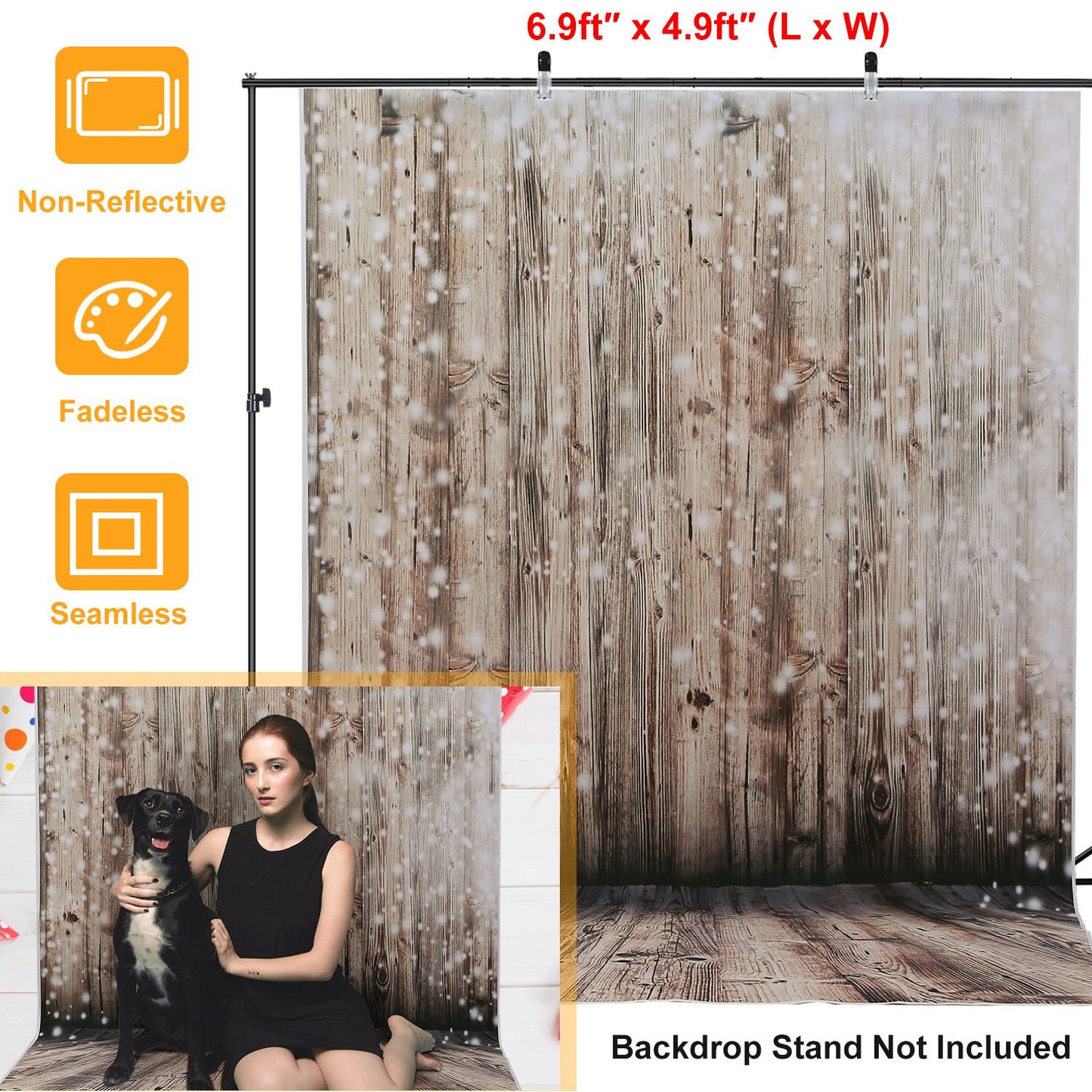 5x7FT Wooden Floor Photo Backdrops Wood Wall Rustic Photography Background for Studio Birthday Party Events Decoration