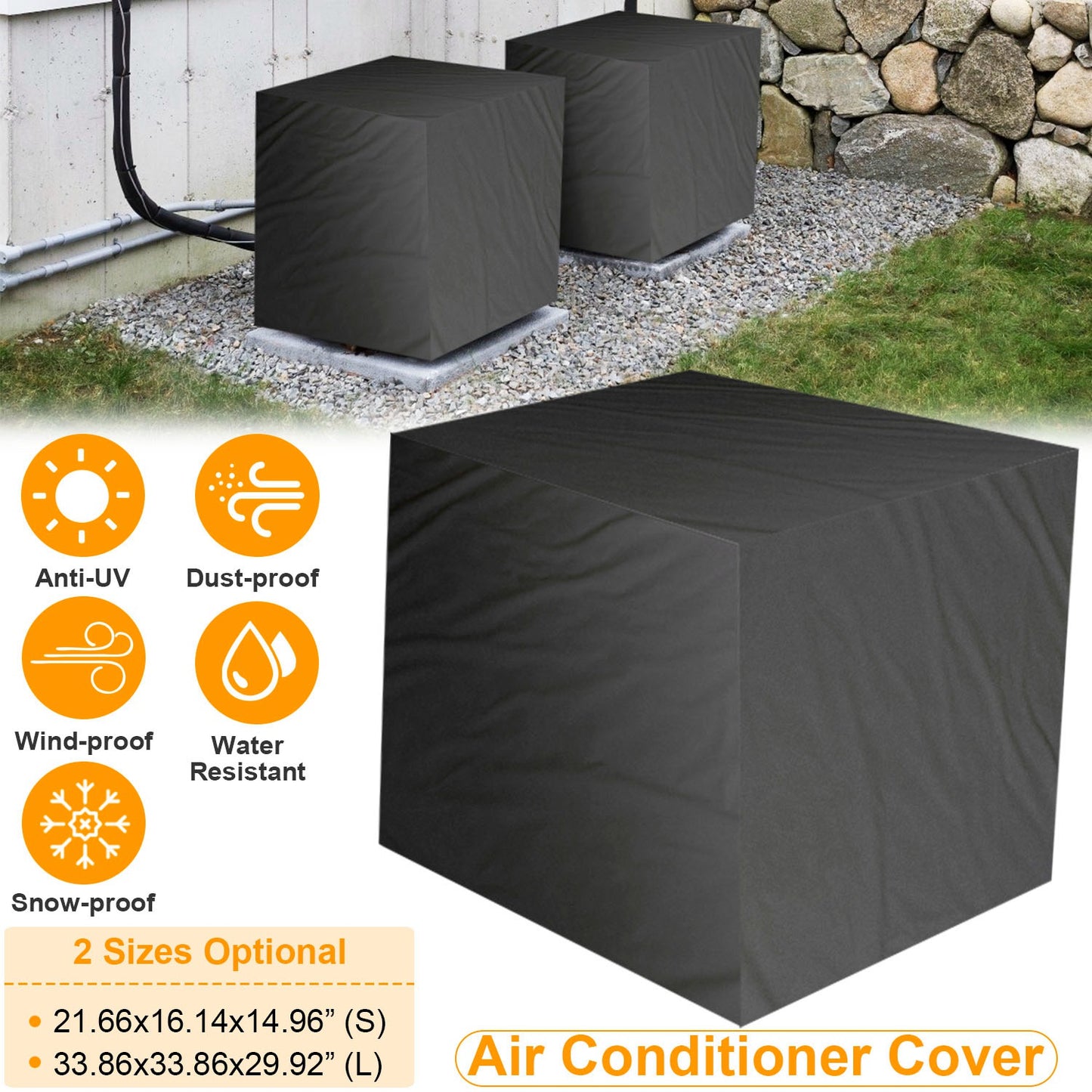 Air Conditioner Cover Outdoor Water-resistant Windproof Furniture Protector Dustproof Anti UV Outside Air Conditioner Protection Cover 21.66x16.14x14.