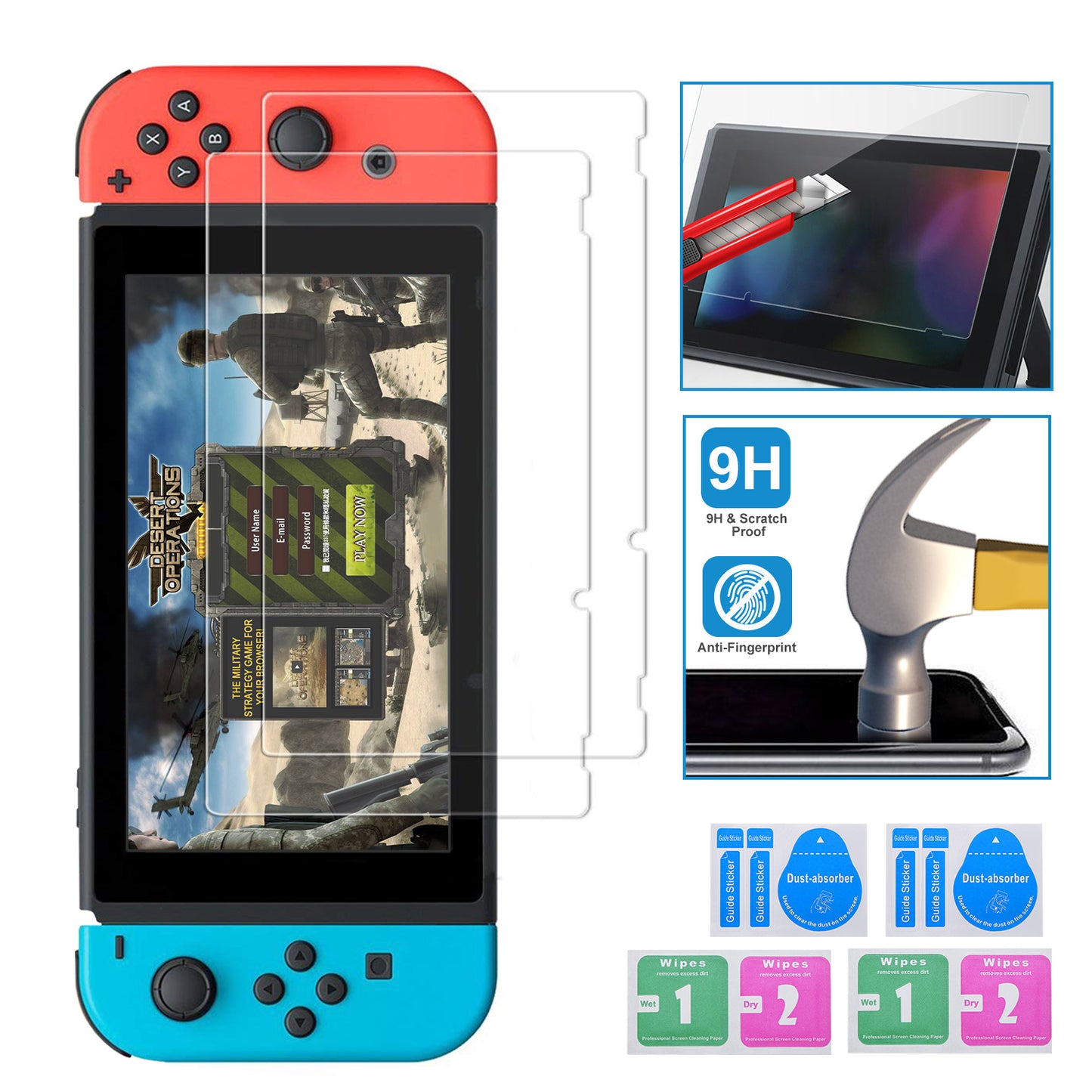 2 Pack Screen Protector Tempered Glass Screen Saver HD Anti-Scratch for Nintendo Switch6.2 Inch Protector Film