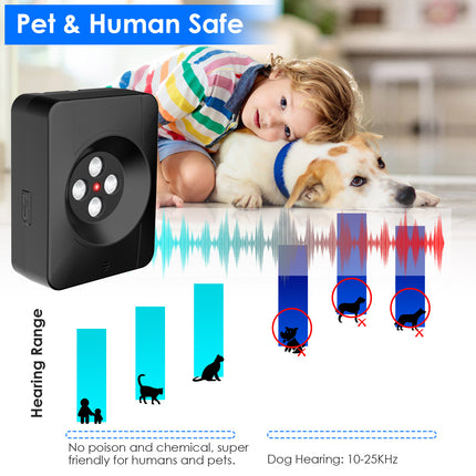 Ultrasonic Anti-barking Device Indoor Outdoor Dog Bark Control with 3 Frequency Levels Max 32.8Feet Sensing Distance for Most Dog Sizes