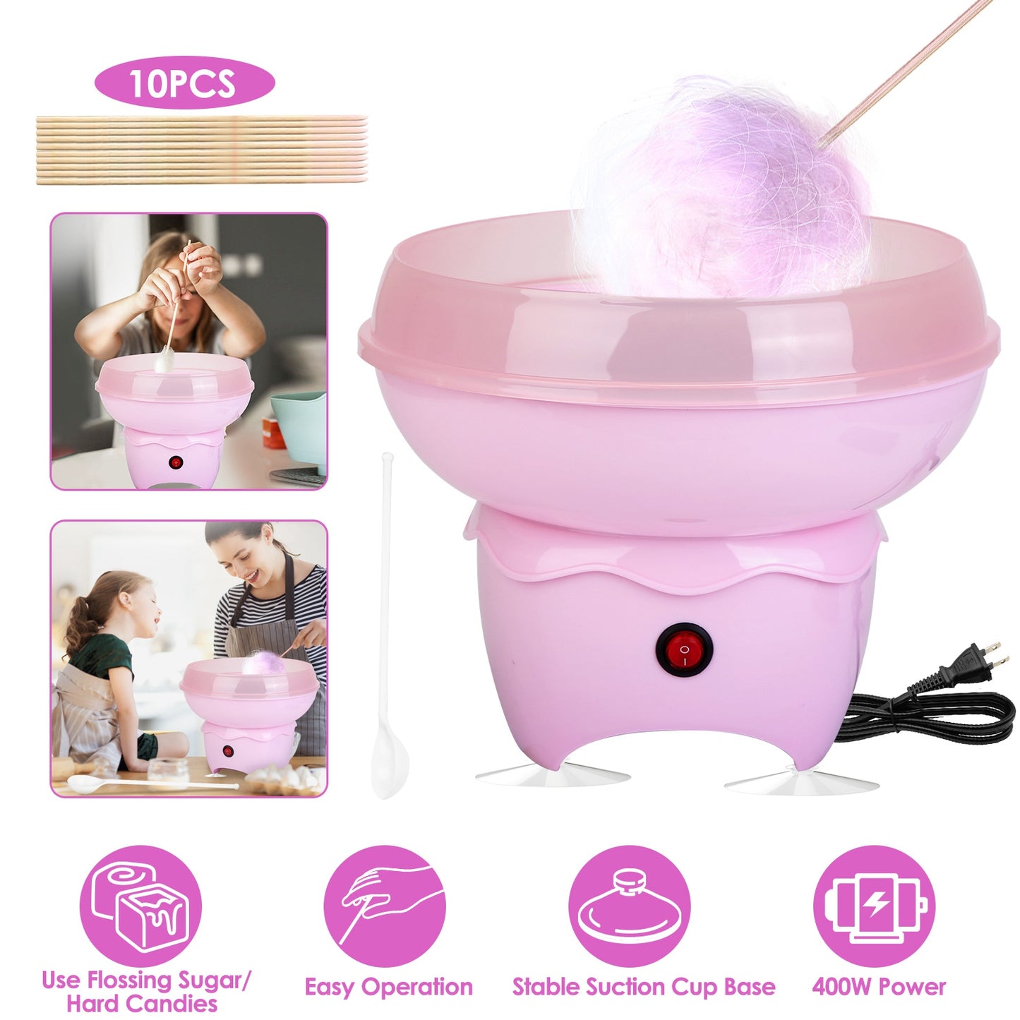 Cotton Candy Maker Portable Cotton Candy Machine Electric Cotton Candy Expressfor Kids Christmas Gift Birthday