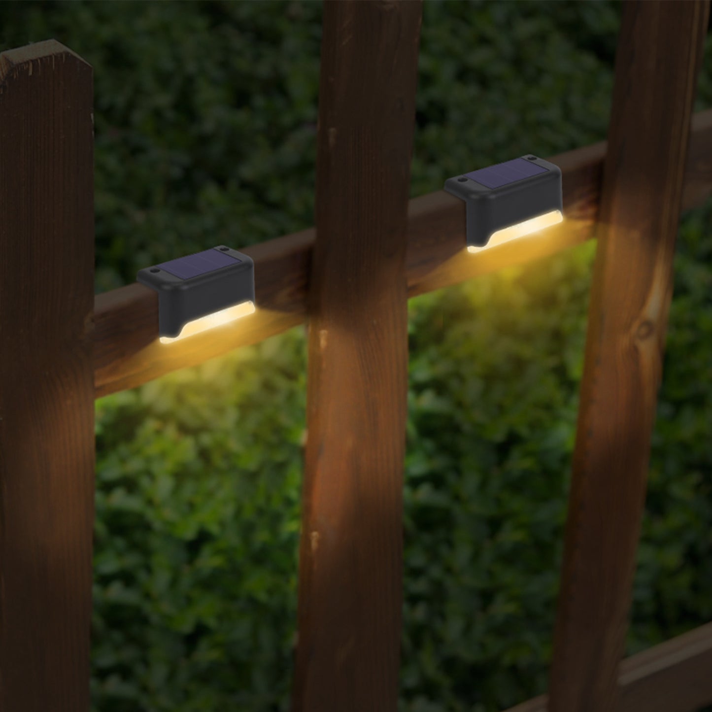 4Pcs Solar Powered LED Step Lights Outdoor IP55 Waterproof Dusk To Dawn Sensor Fence Lamps For Stairs Yard Railing