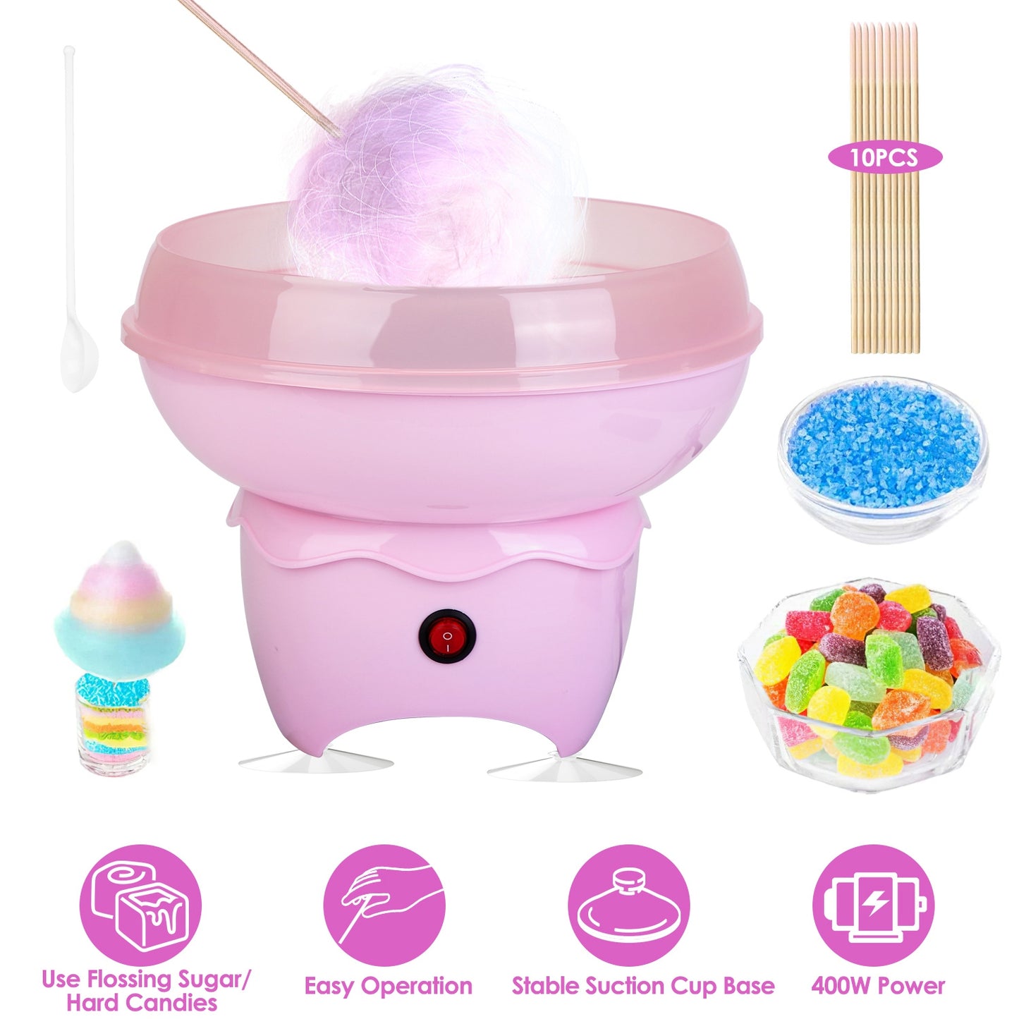 Cotton Candy Maker Portable Cotton Candy Machine Electric Cotton Candy Expressfor Kids Christmas Gift Birthday