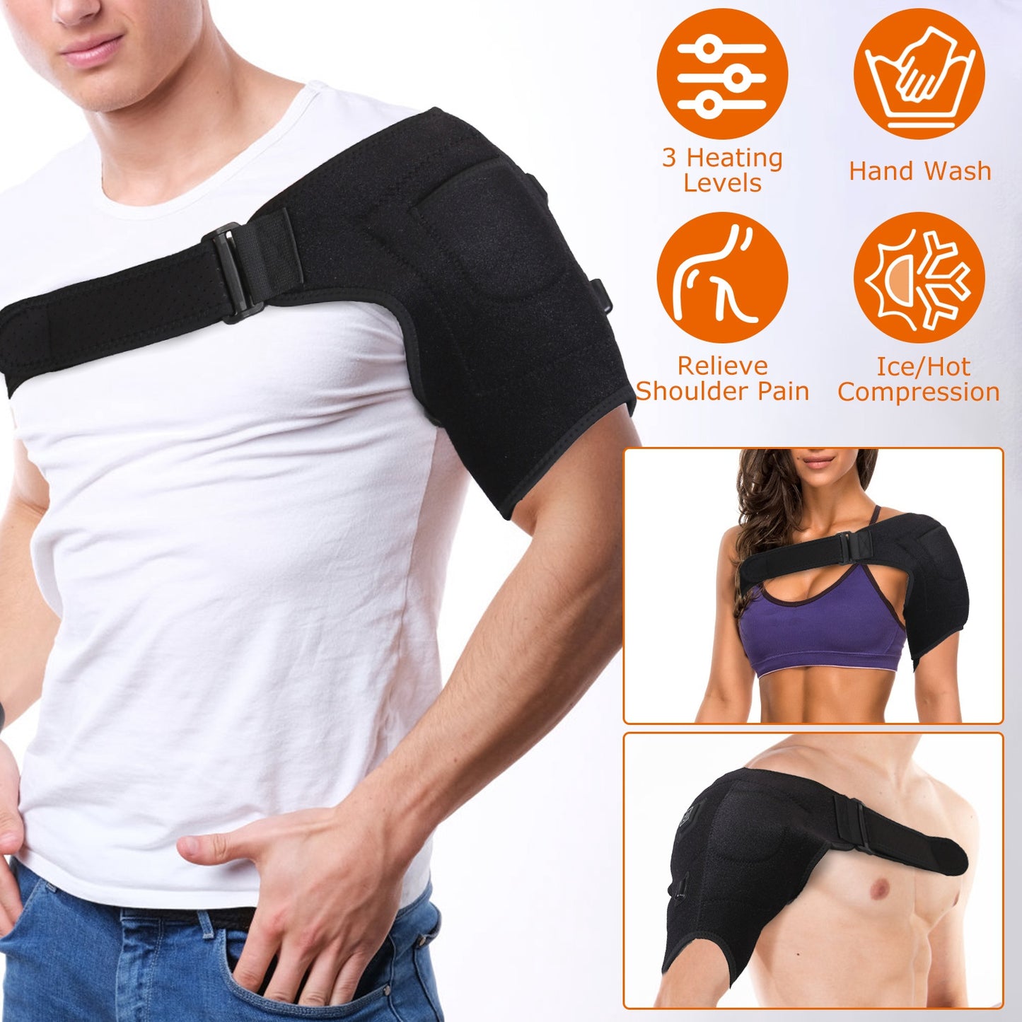 Heated Shoulder Brace Electric Heating Pad TherapyÊShoulder Heating Wrap Compression Sleeve for Shoulder Pain Muscle StiffnessÊBursitis Tendonitis