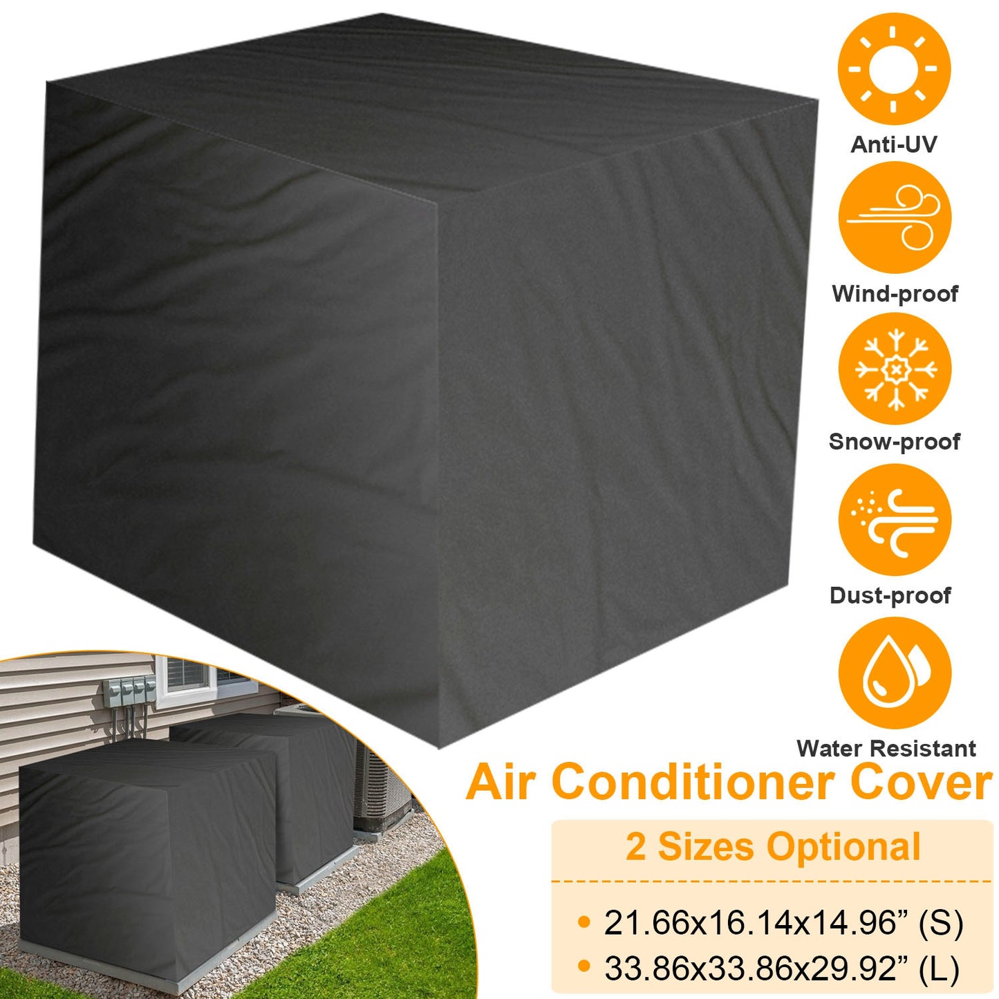 Air Conditioner Cover Outdoor Water-resistant Windproof Furniture Protector Dustproof Anti UV Outside Air Conditioner Protection Cover 21.66x16.14x14.