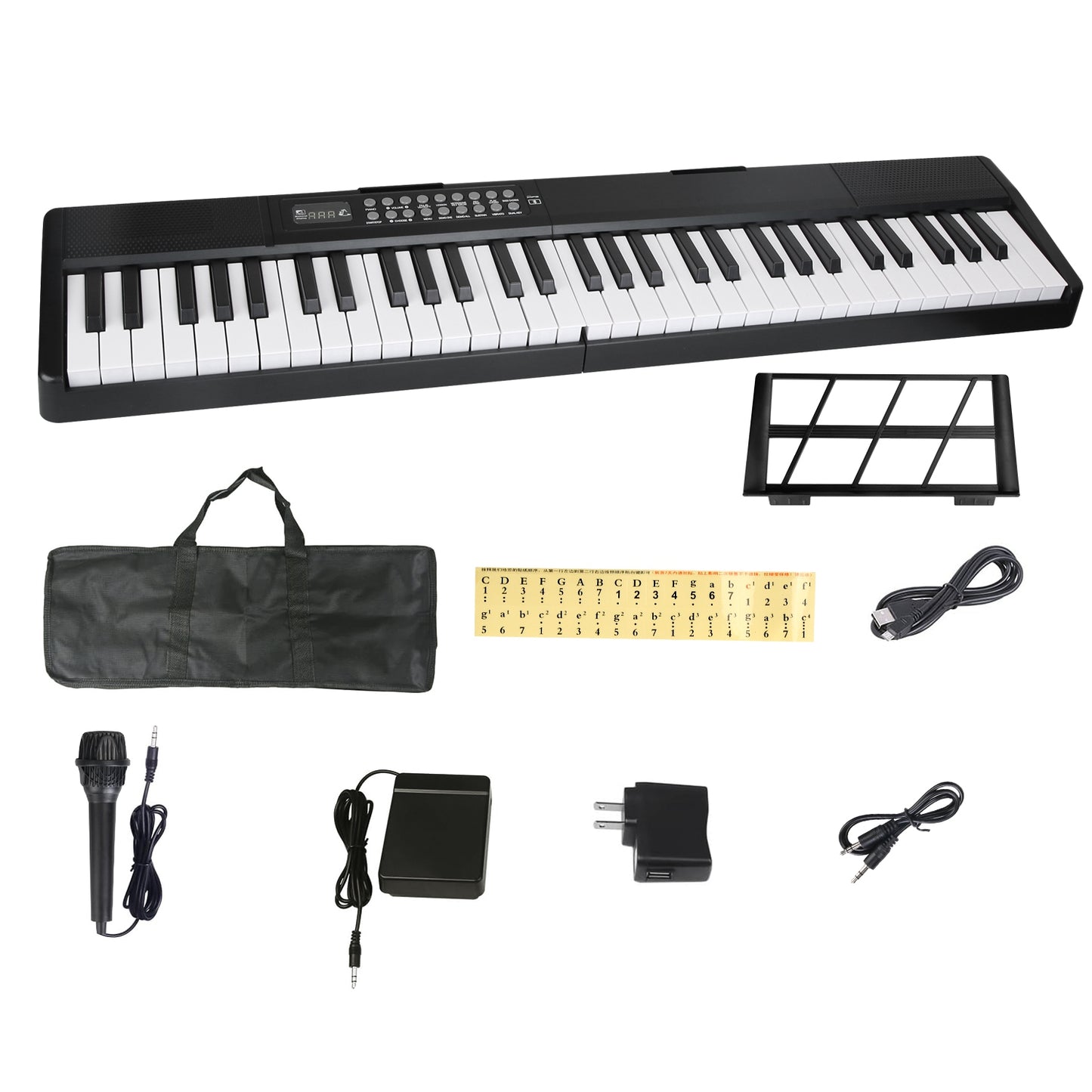61Keys Foldable Electronic Piano Keyboard With Micro Audio Sustain Pedal Music Stand Storage Bag Portable Wireless MiDi Connection Keyboard For Beginn
