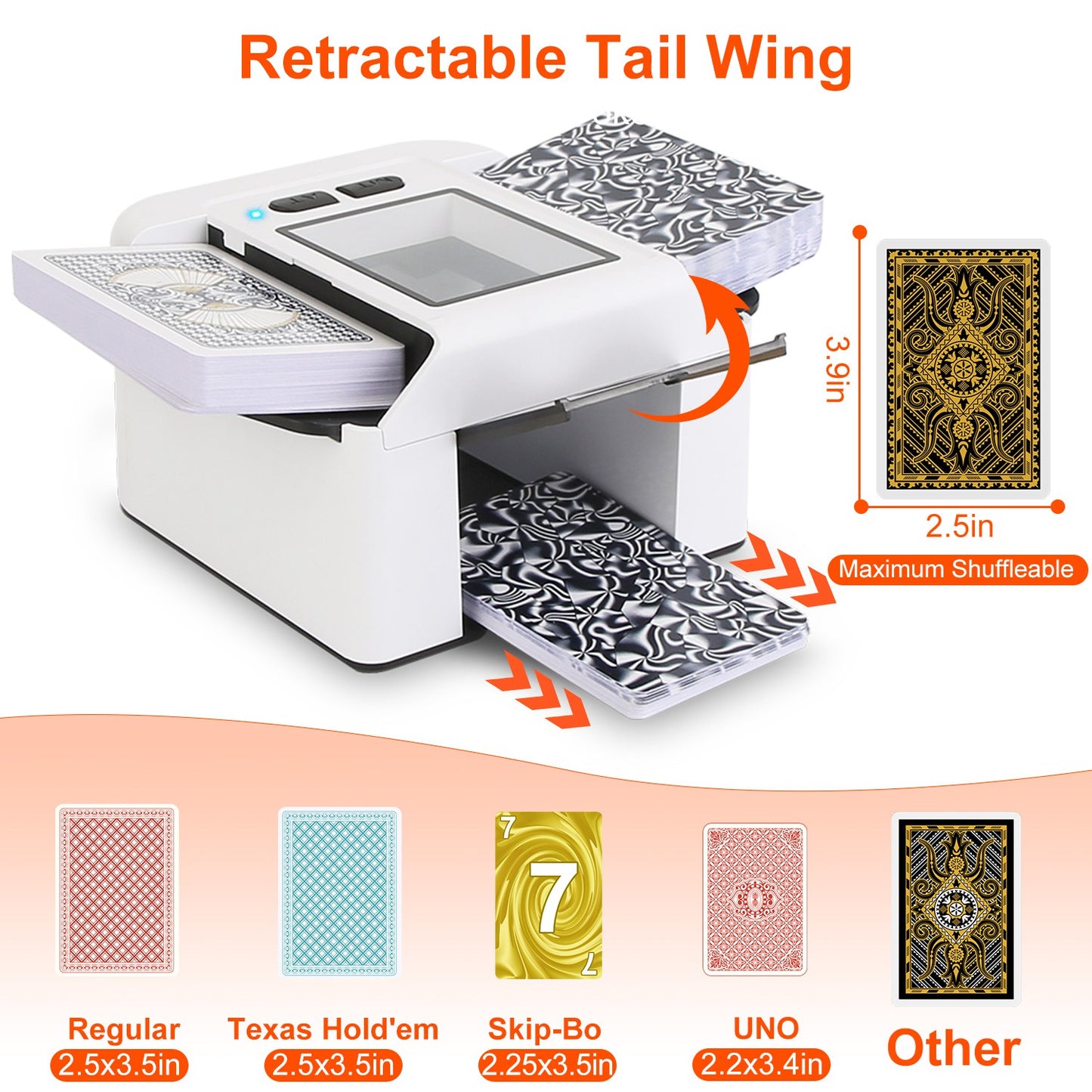 2 Deck Rechargeable Automatic Card Shuffler Professional Card Shuffler for for Texas Hold\'em Poker UNO with Auto Manual Mode Handheld Desktop