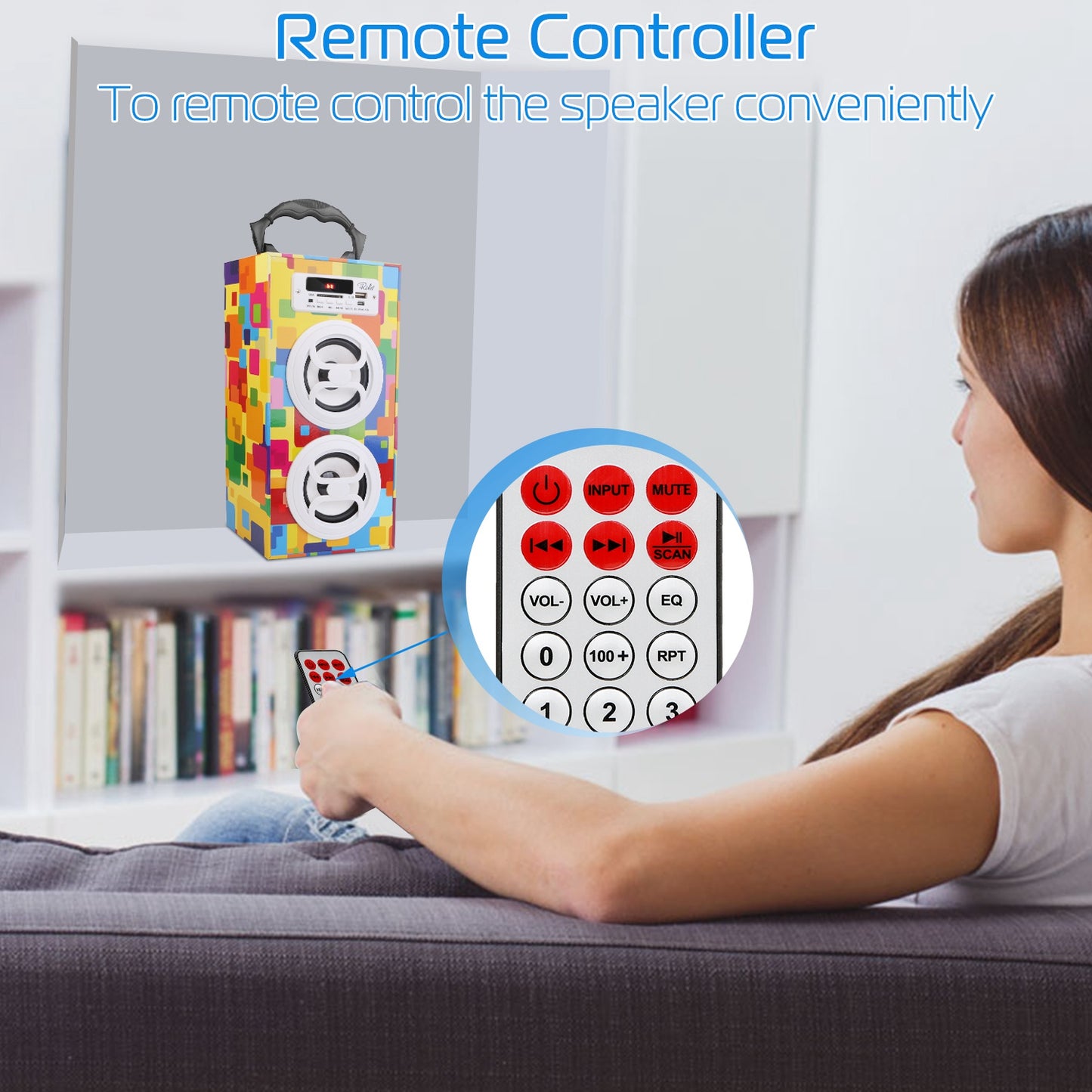 iRola Wireless Speaker 10W Powerful Subwoofer Wooden Loudspeaker FM AUX MMC for iPhone X Samsung S9 Tablet PC