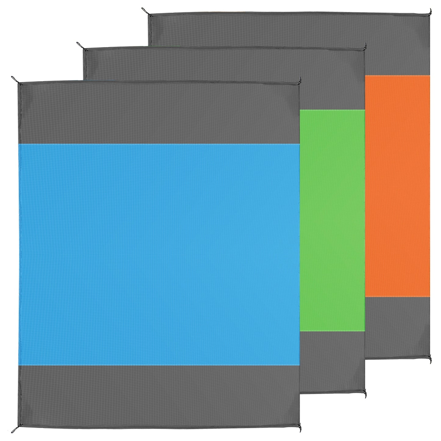 82.6x78.7in Sand Proof Picnic Blanket Water Resistant Foldable Camping Beach Mat w/ 4 Anchors 1 Carry Bag For 2-3 People