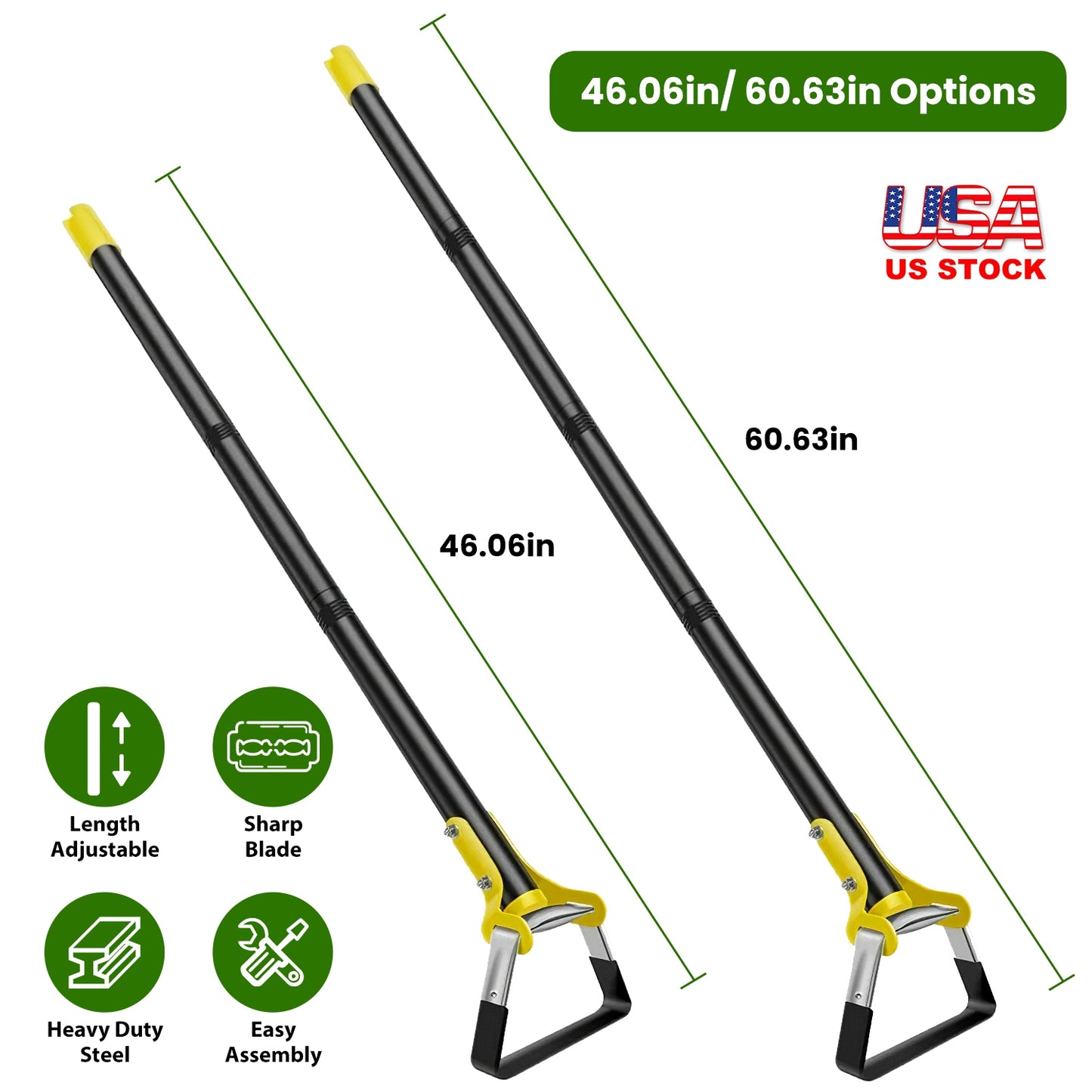 60.63in Adjustable Garden Hoe Handheld Stirrup Hula Hoe Scuffle Loop Hoe Gardening Weeder Cultivator Weeding Rake for Weeding/Loosening Soil