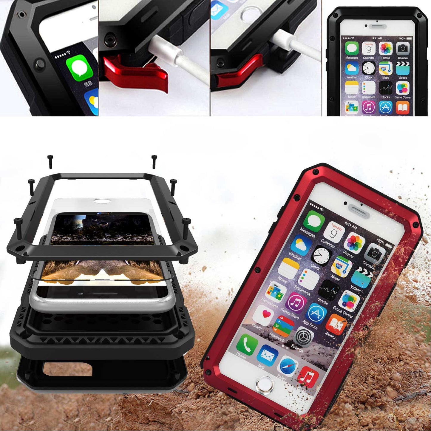 Rugged Shock-Resistant Hybrid Full Cover Case For iPhone 6 Plus