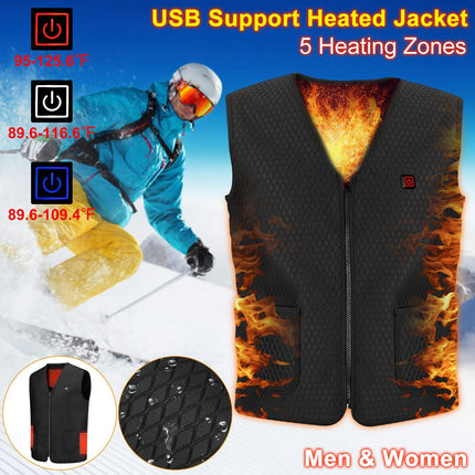 USB Heated Vest with 5 Heating Zones - 3 Temperature Settings