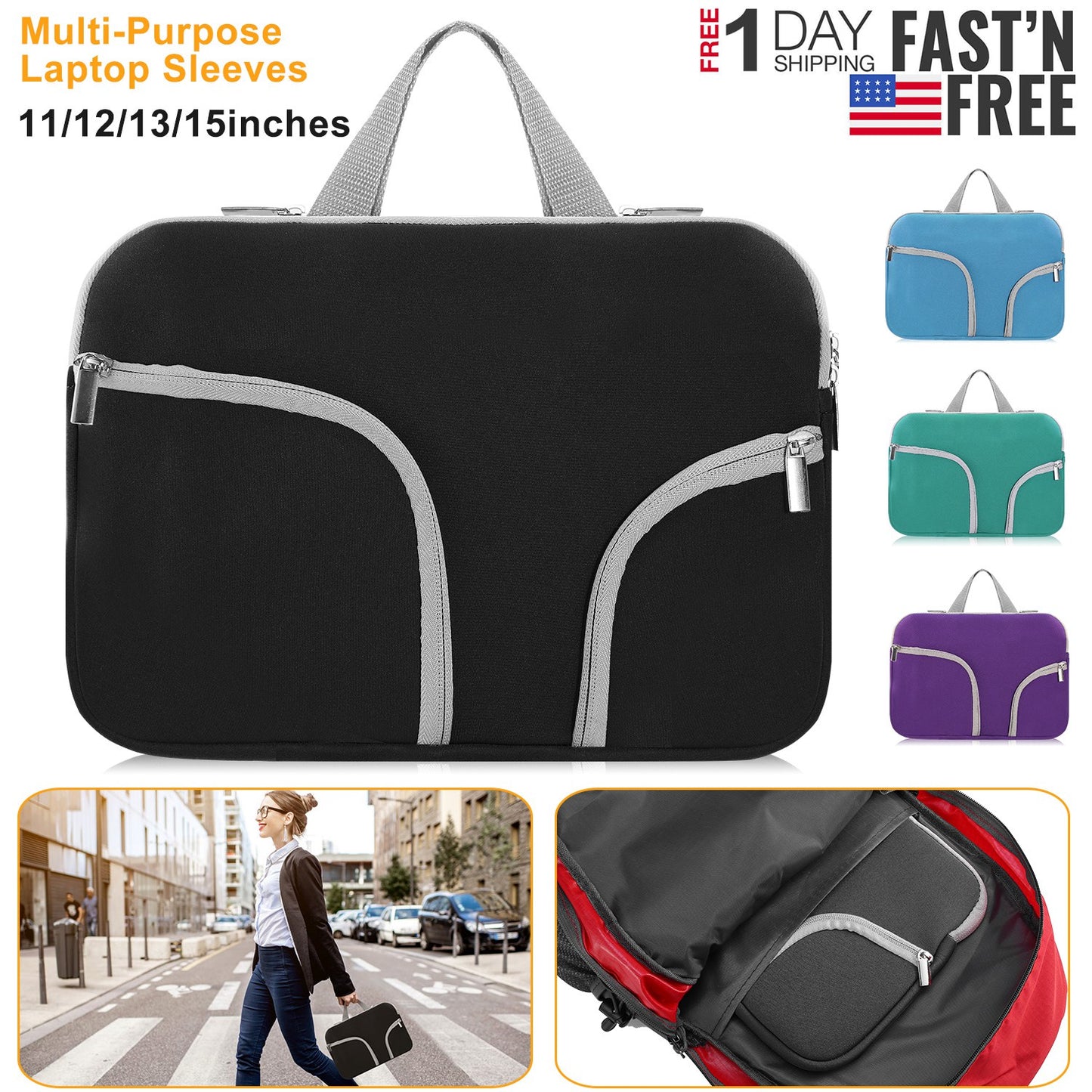 Portable Laptop Sleeve Bag for Macbook Air 11"13"12"15" Notebook Protector Case Carry Bag